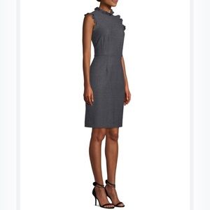Rebecca Taylor Sleeveless Ruffle Herringbone Sheath Dress in Size 10